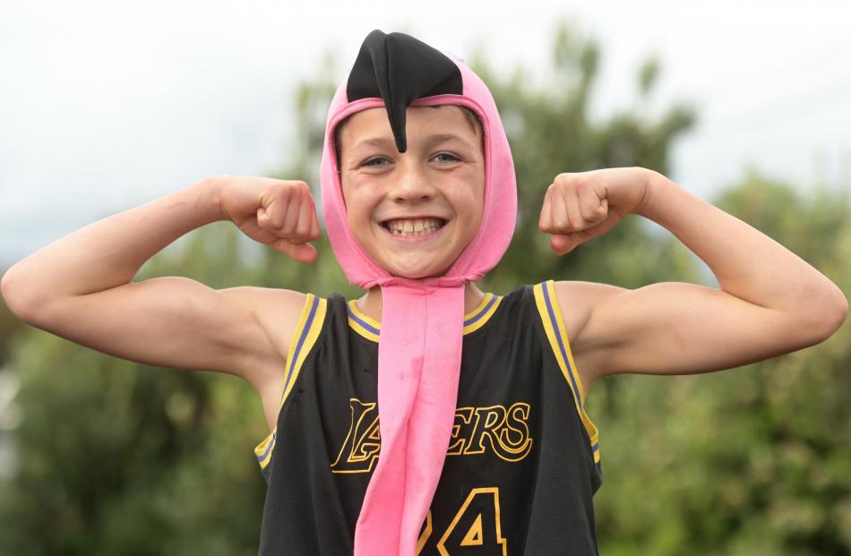 Leo McFarlane (9), dressed as a flamingo.