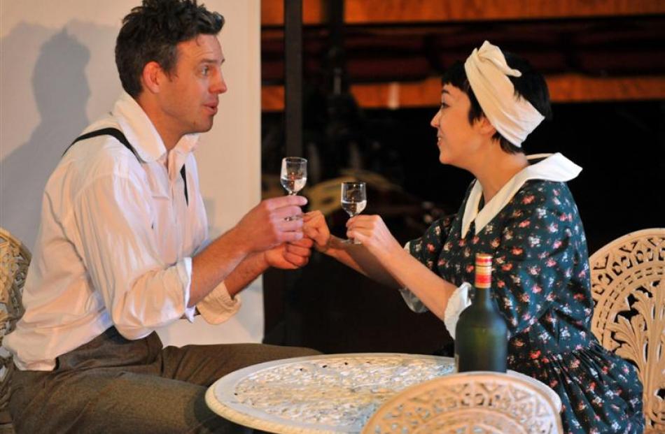 Matt Landreth (Mr Polly) and Bianca Andrew (Mrs Perks) in a scene from the Opera Otago production...