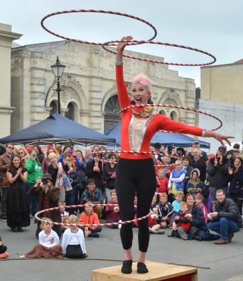 Skye Broberg dazzles the crowd with her hula skills.