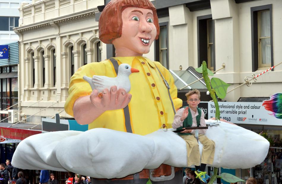 Jack Henderson (8), of Mosgiel, on the Jack and the Beanstalk float.