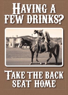 One of the humorous coasters being distributed through the rural drink-driving awareness campaign.