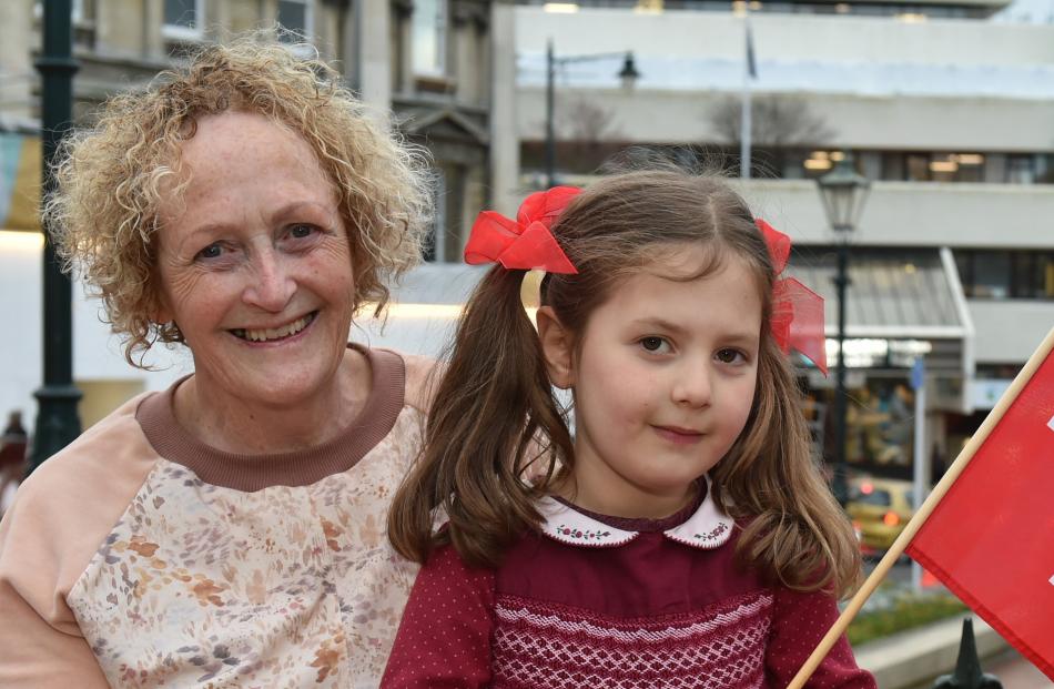 Swiss Dunedin residents Sue Walthert and her granddaughter Florence Whitaker, 5.