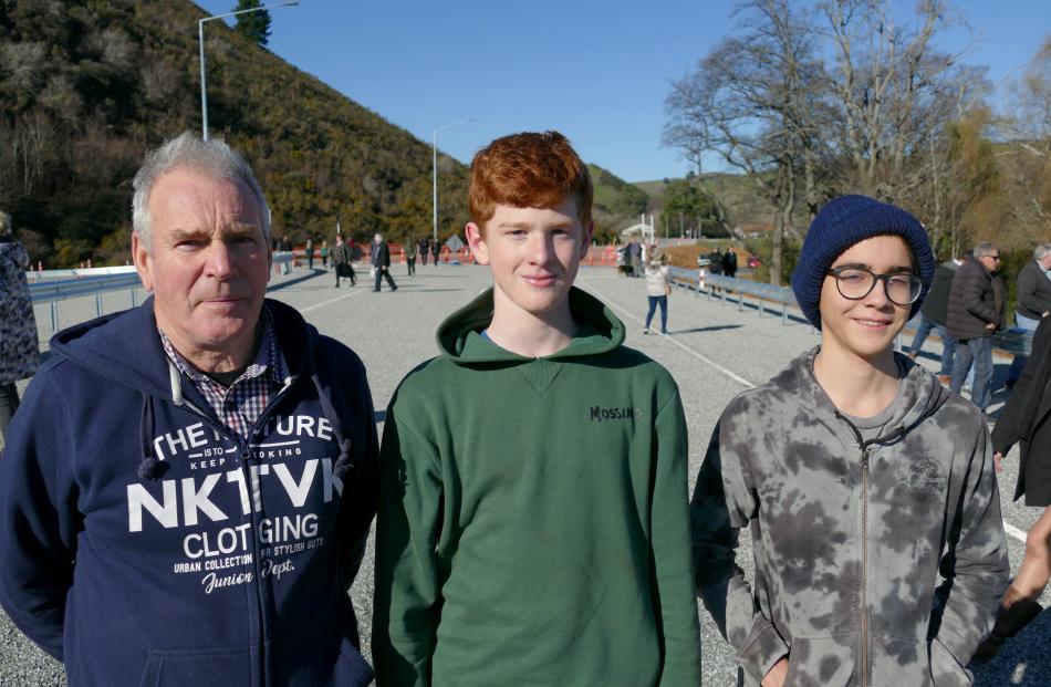 Alan Wilson, of Balclutha, Nathan Bocock, 15, of Greenfield, and Roberto Matos, 15, of Balclutha.