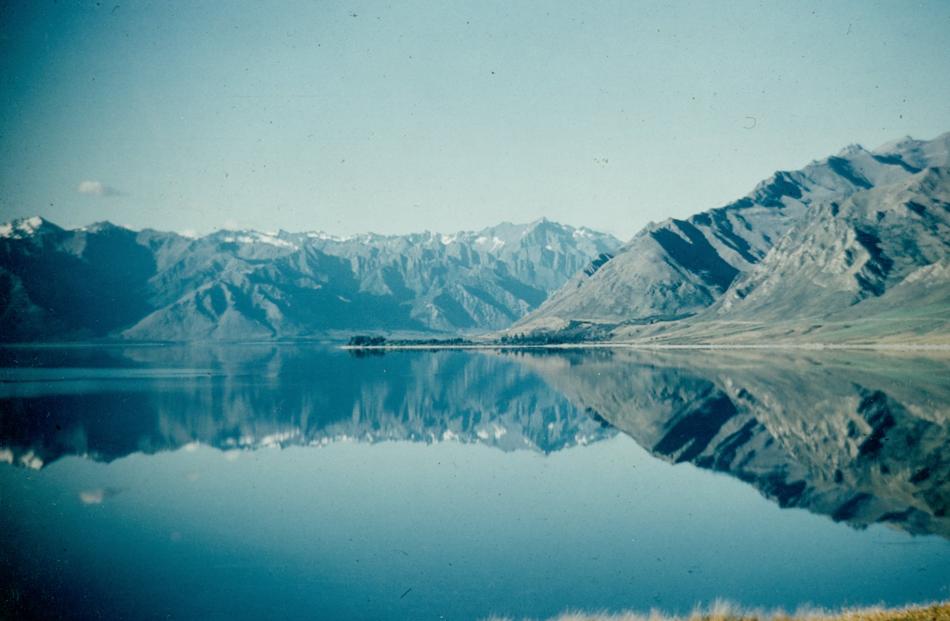 The peninsula at Timaru Creek which went underwater when  Lake Hawea was raised. The Bill...