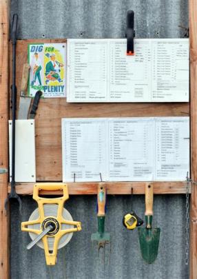 Dunedin vegetable grower David Jaquiery keeps his main implements handy.