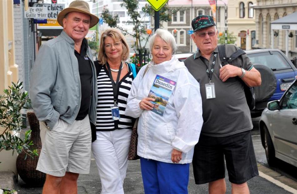 Cruise ship passengers Mike Daly, of Ireland, Joy Sinclair, of England, Dorothy and Alfons van...
