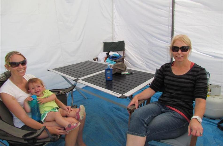 Rachel Gerrand, with daughter Ellie (16 months), and Melissa Tucker, all from Christchurch.