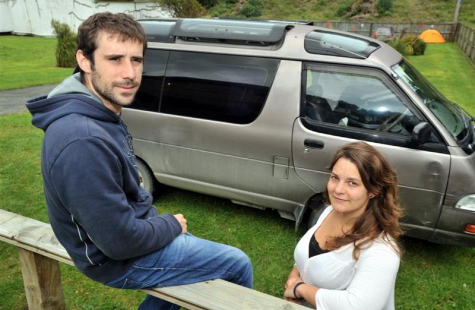 French tourists (from left) Thomas Bousnane, of Dammartin-en-Goele, and Laetitia Bricout, of...