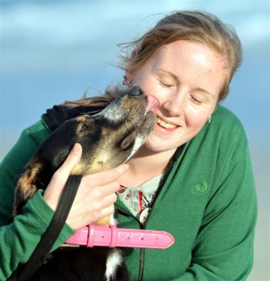 Libby O'Connor is reunited with her pet. Photos by Peter McIntosh.