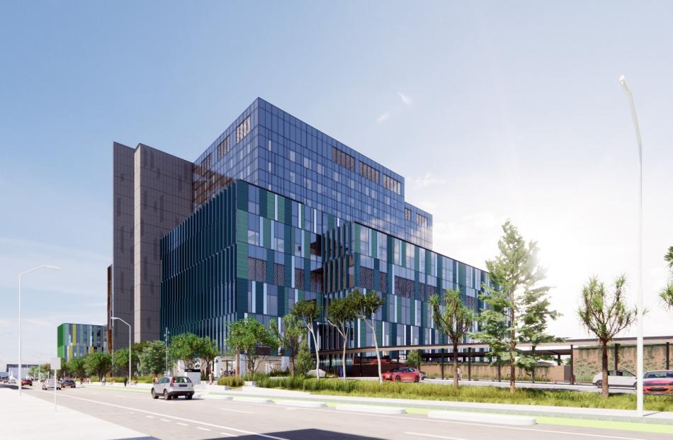 A view of the main inpatient hospital building from Cumberland Street.