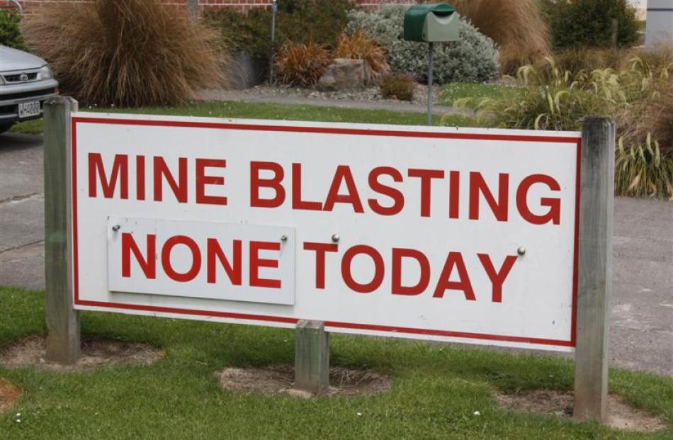 Mine blasting sign.