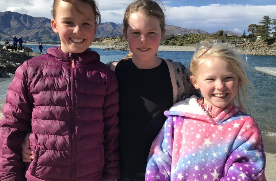 Ella Key, 8, Sienna Cassin, 9, and Freya Brown, 8, all of Lake Hāwea.