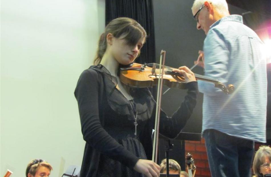 NZSO member Kate Oswin, from Wellington, beside conductor Peter Adams.  Photos by Andrew Ashton.