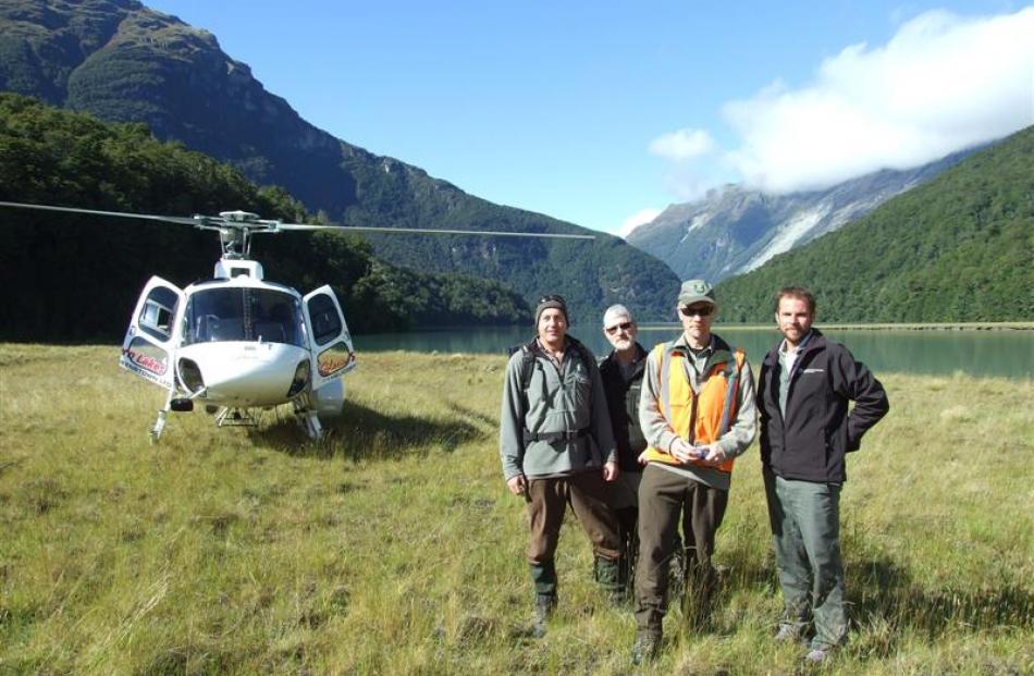 Department of Conservation staff, from left, Michele de Boulay, Richard Kennett, Richard...