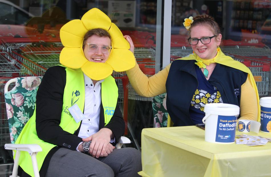 Gore District Mayor Ben Bell helps Otago Southland Cancer Society of New Zealand cancer...