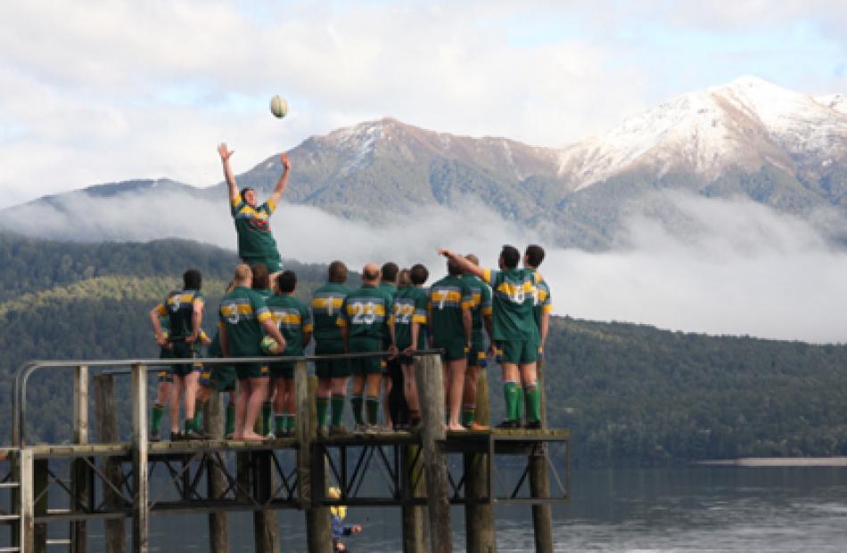  IMG 7162: Te Anau Rugby Club Seniors ready to roll for the annual Polar Plunge off the iconic...