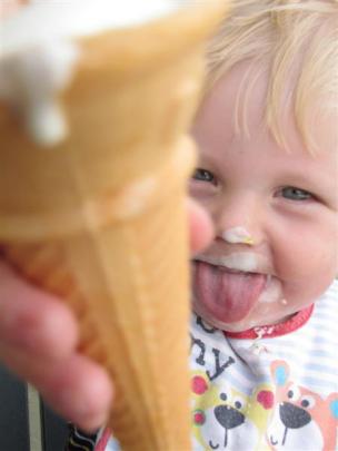 Third Winner: Yum! Yum! Yum! - Hunter Ruffell (20 months), of Balclutha, shows off his first ice...