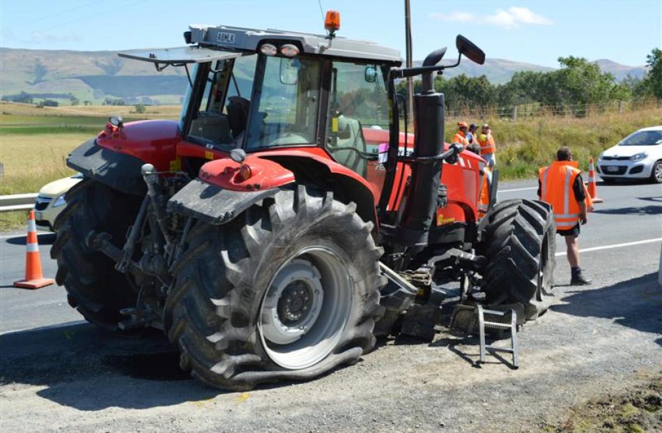 The damaged tractor.