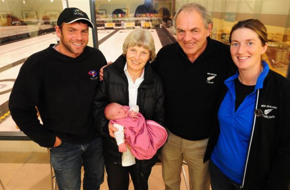 Sean, Wendy, Peter, Cass and baby Jessica Becker at the Dunedin Ice Stadium in 2009.