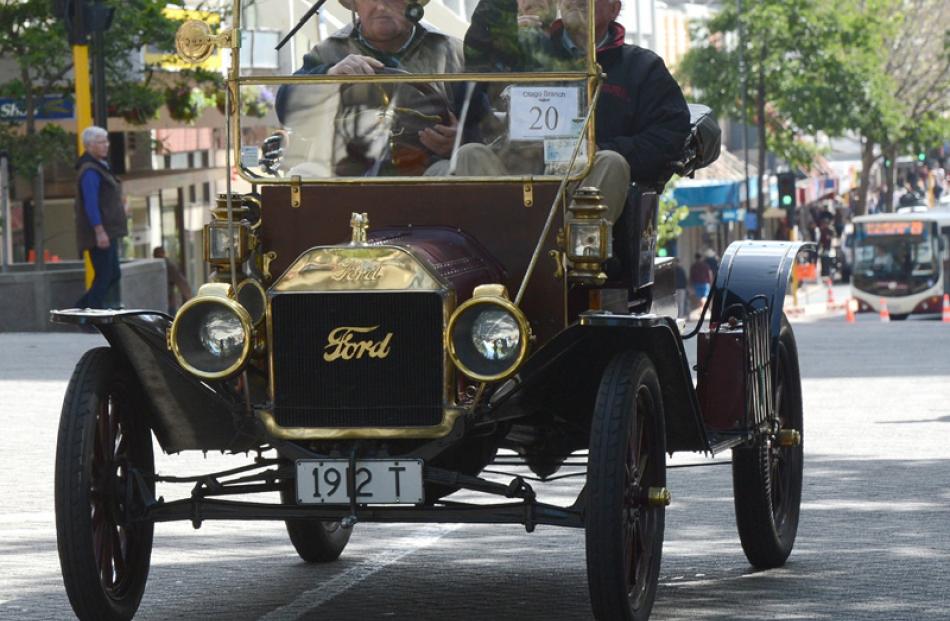 A vintage car in action.