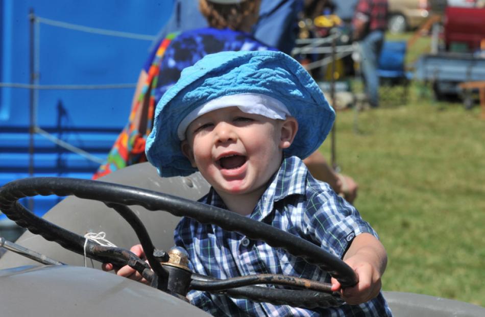 Benjamin Geddes (2), of Middlemarch, goes for a ride.