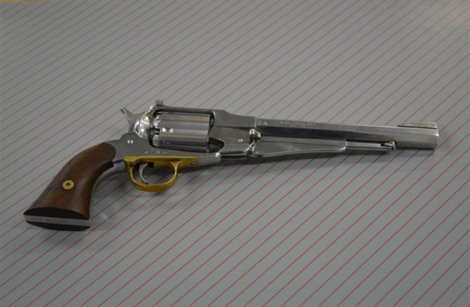 A ''black powder''  Uberti revolver found at the property.