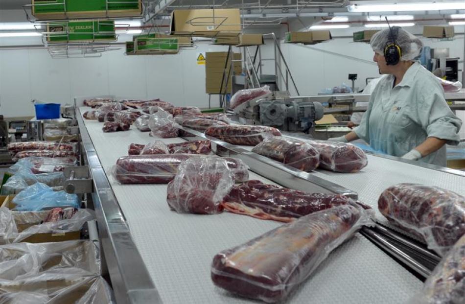 Beef cuts are packaged in preparation for export from  Finegand.