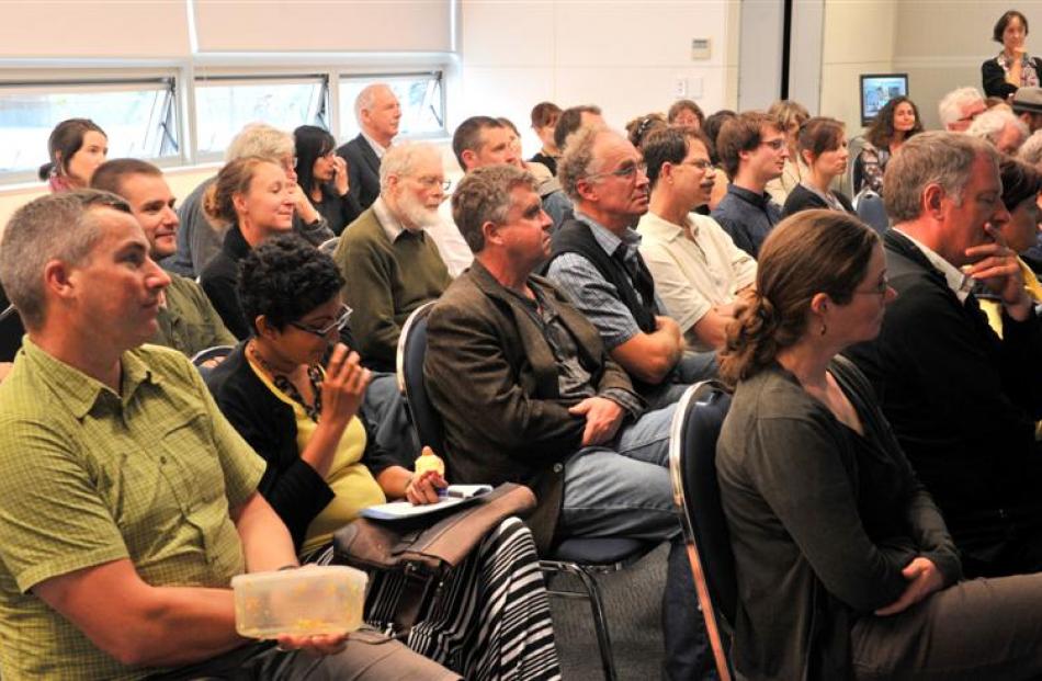 The audience listens as  Associate Prof Patricia Widener speaks at yesterday's  seminar in Dunedin.