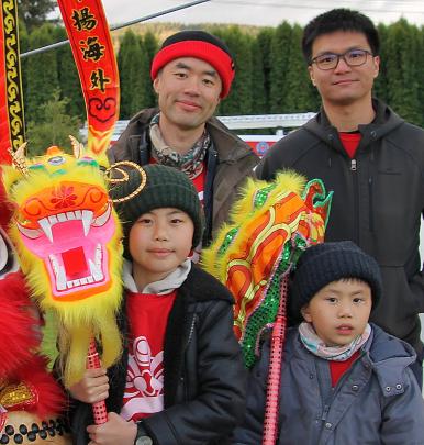 Kenny Yu, SC Ng, Laurie Yu, 11, and Shauley Yu, 8, from Otago Southland Chinese Association, all...