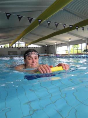 Jo Goodwin, of Lake Hawea, in the  Wanaka community pool. Photos by Mark Price.