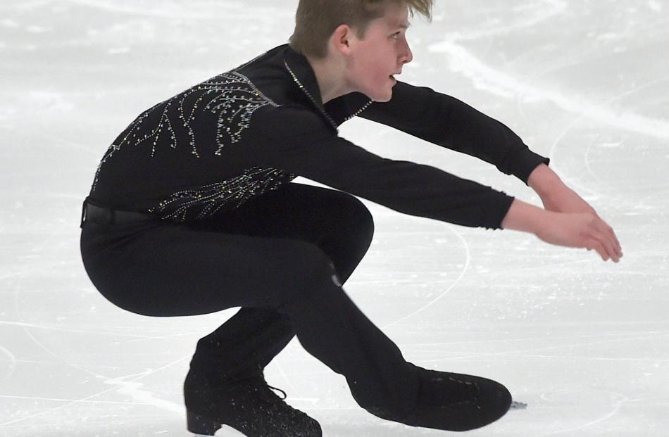 Hunter Smith, 12, of Christchurch, attempts a tricky move.