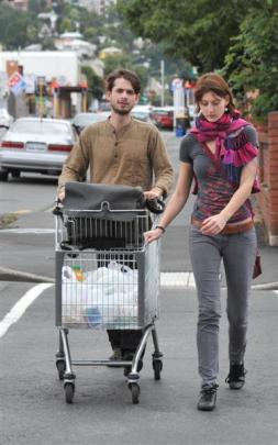 Long aisle... Flatmates Markus Himmelfreundpointner (25), of Austria, and Betty Brabcova (24) use...