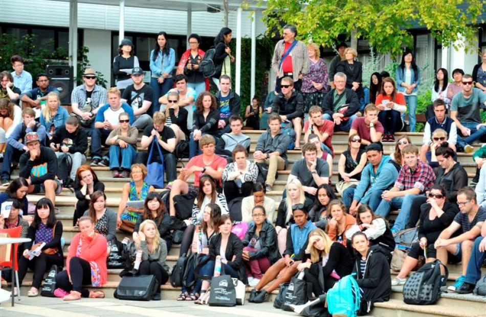 Otago Polytechnic students at an orientation brunch yesterday.