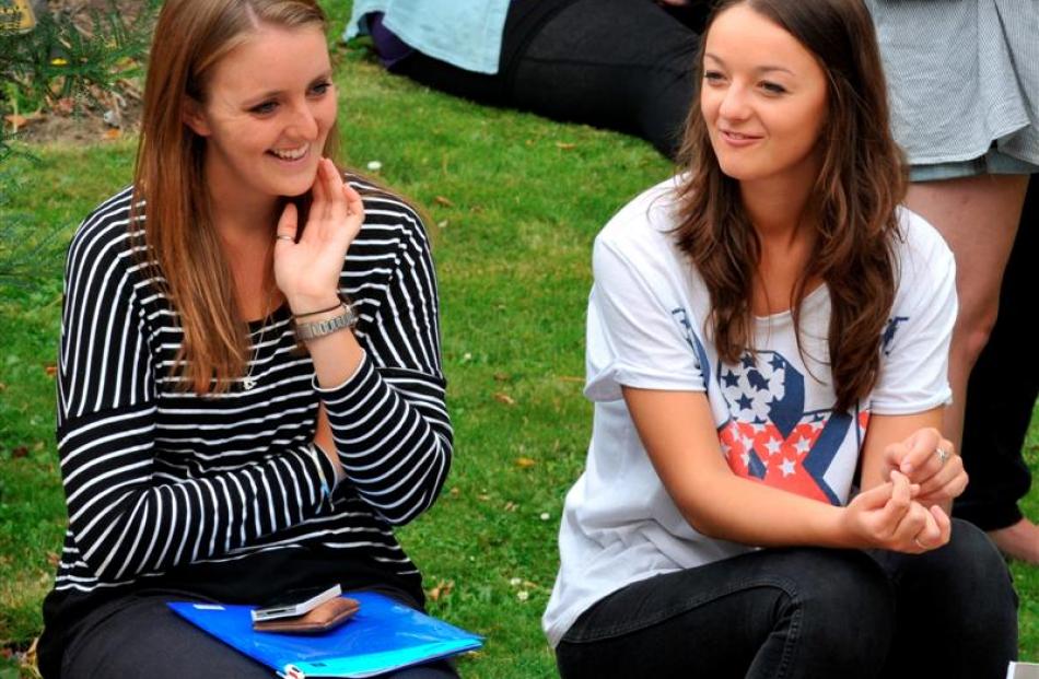 Otago Polytechnic nursing students  Katie Eames (left, 20), of Hawkes Bay, and Kristina Anderson ...