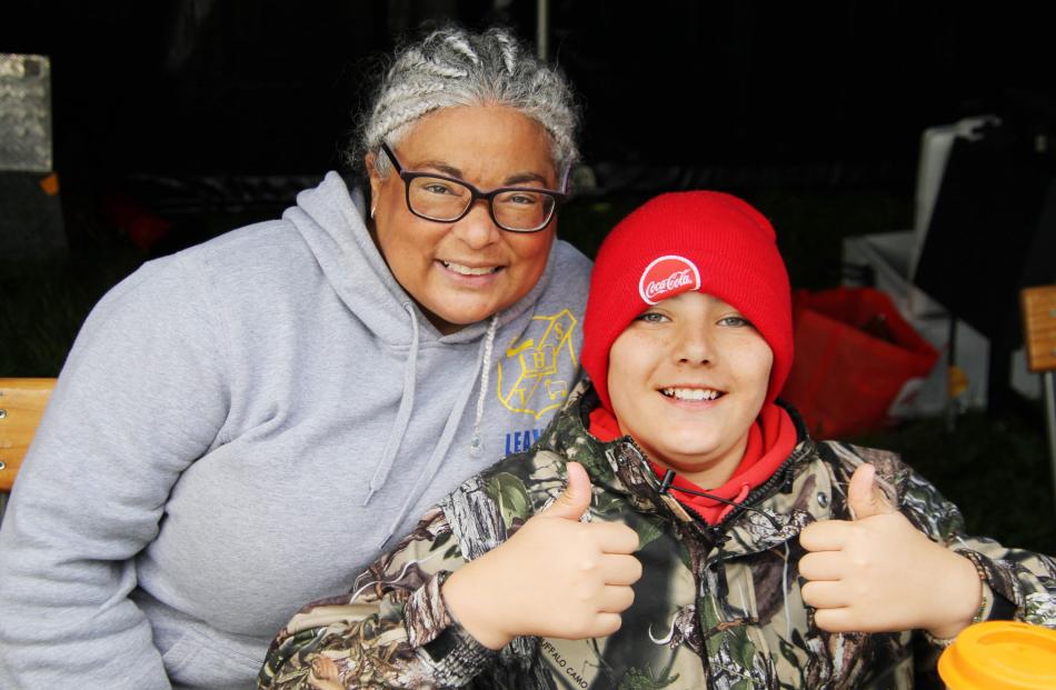 Justine Pierre with nephew Eli, 11, both of Milton.