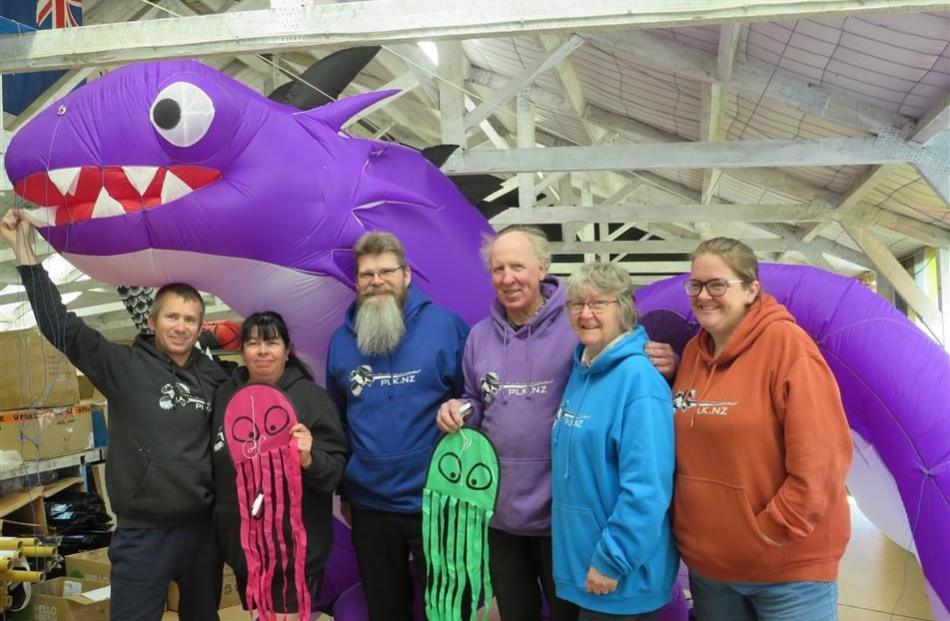 Peter Lynn Kites crew (from left) Simon and Lyndall Chisnall, Craig Hansen, Peter and Elwyn Lynn...