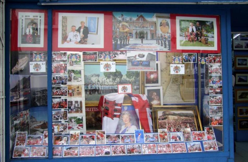 A shop window in Gibraltar shows strong royalist support.