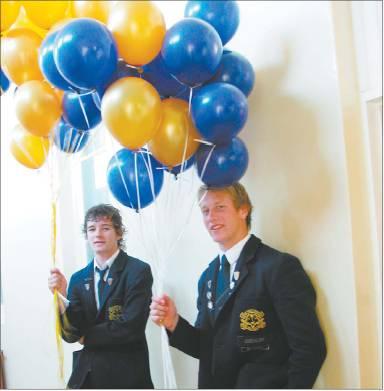 Ready to fly: Gore High School prefect Michael Black (left) and head boy Devin de Groot (both 17)...