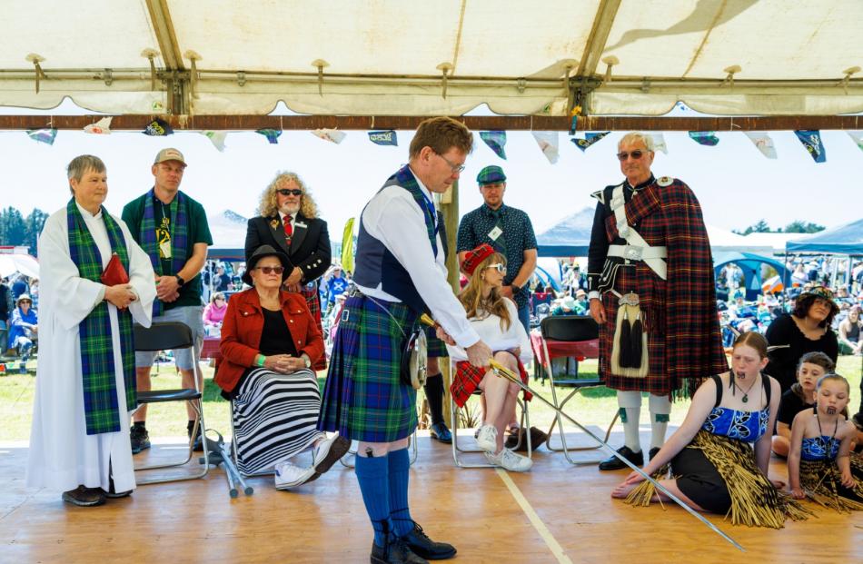Chieftain Colin Forsyth officially opened the Hororata Highland Games. Photo: David Baird