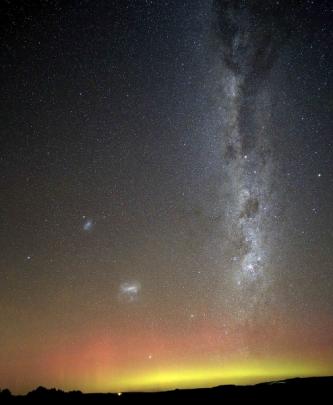 The Aurora Australis lights the night sky above Dunedin last year. Photo by Ian Griffin