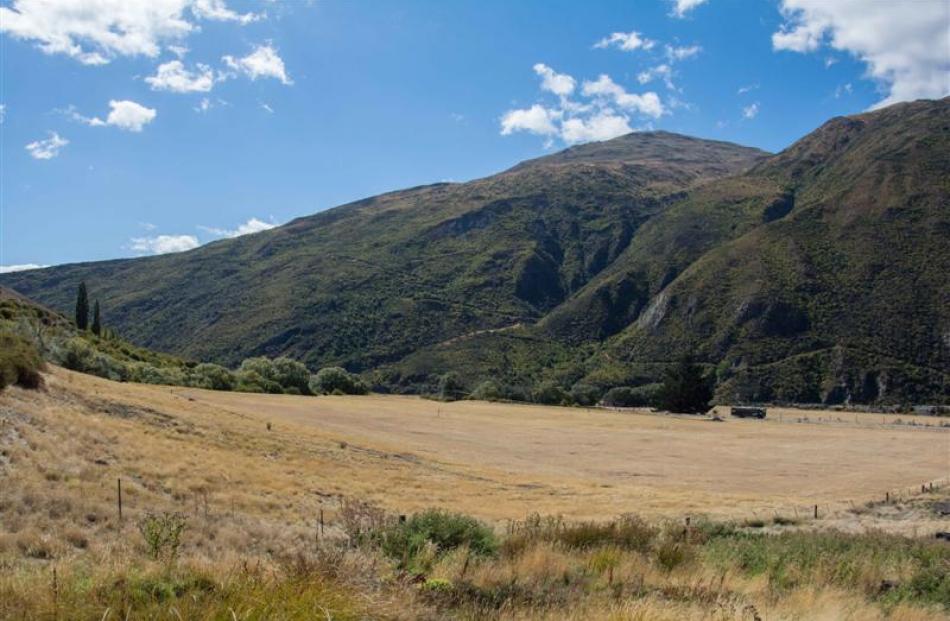 This 4ha of land owned by Gibbston Valley Station, from Tom's Creek on the left, where the yellow...