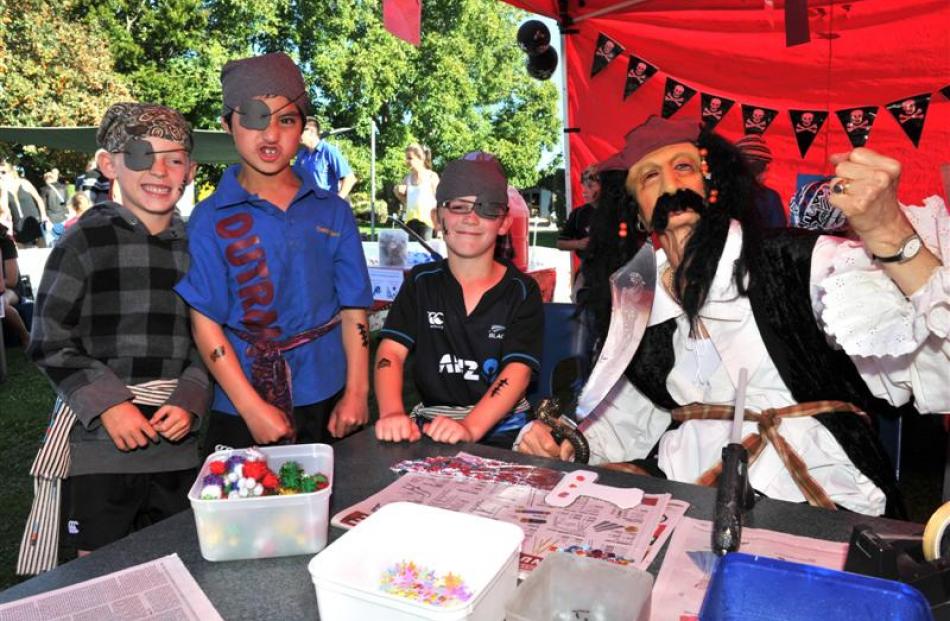 Dressed as pirates are (from left) Will Nichol (6), Reef Tamihana (7), Rylan Urquhart (8) and...