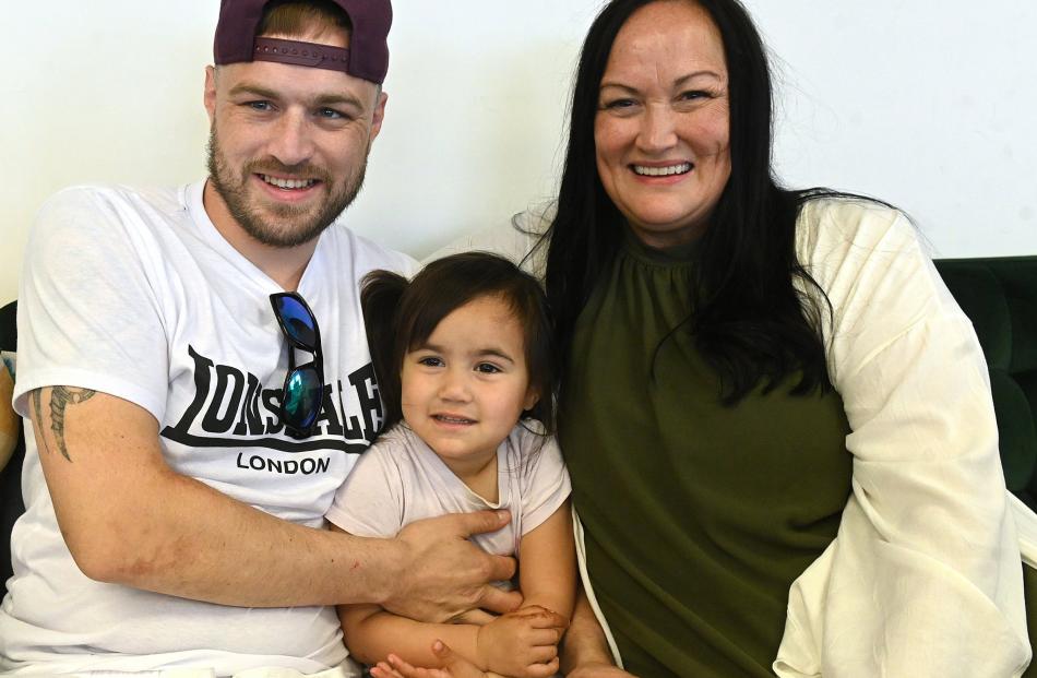 Graduate Wendy Matthews with son James Matthews and granddaughter Aurora Kelly Matthews, 2, all...