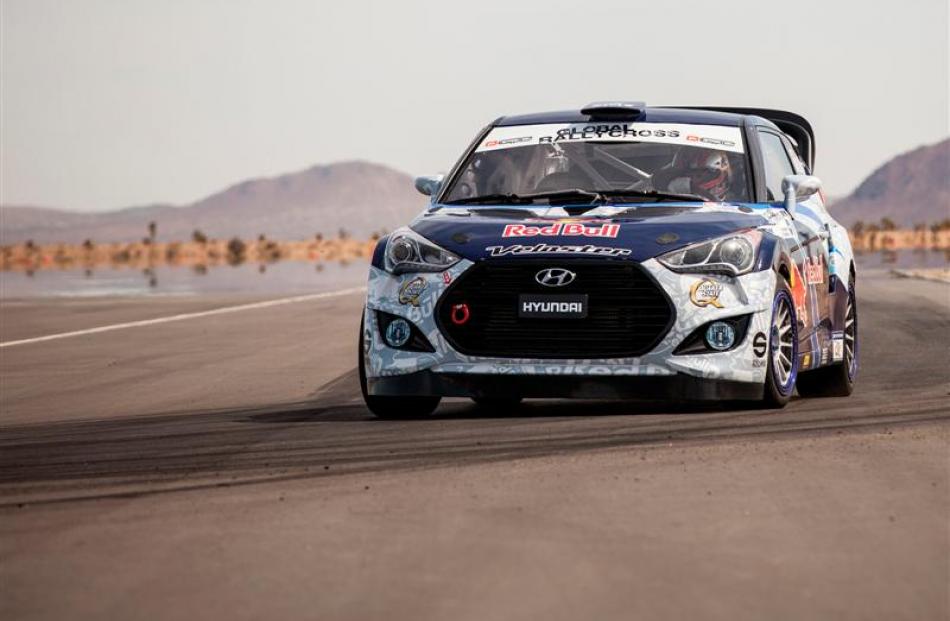 The 441kW Hyundai Veloster Turbo rallycross car Emma will be driving.