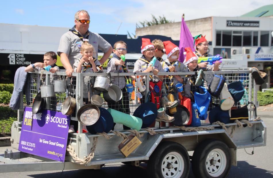 Gore Scouts had a water pistol surprise for spectators lining Gore’s Main St during the parade.