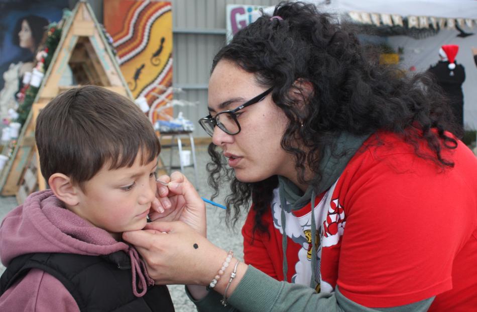 Te Ariki Ryan, 6, was one of many children to have their face painted by Ema Hoeft at the gala day.