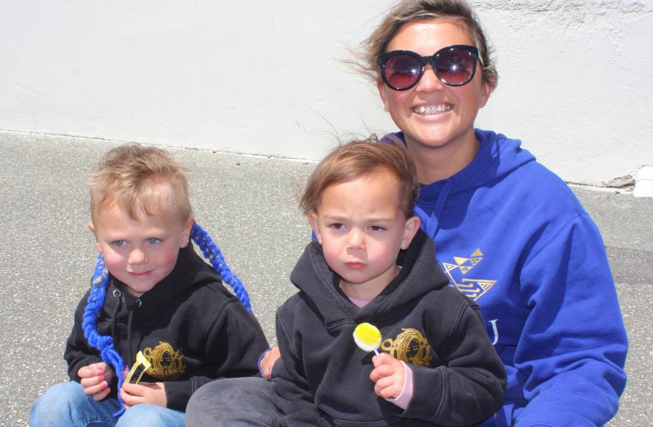 Beauden, 4, and Tova Soper-Smith, 2, with their mother Zoe Smith found themselves a great spot to...