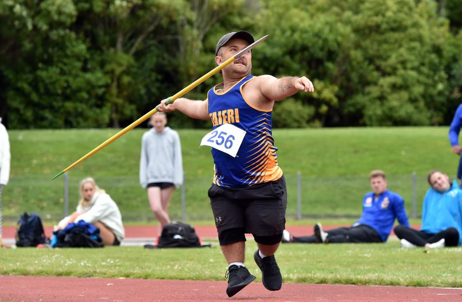 Josh Chisholm in action in the javelin.