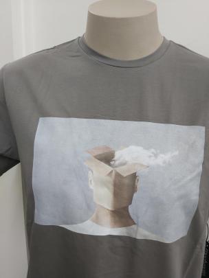 New Australasian Brand mechmoto Apparel - superb 100% cotton funky designs - Cloud Head - Taupe -...