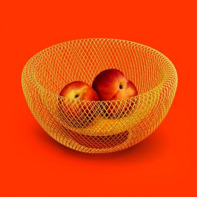 MoMA double walled wire mesh bowl. Available in yellow, red or blue. $110 each.